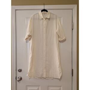 Uniqlo Rayon Linen Blend Long Button Down Shirt Dress- Size Small